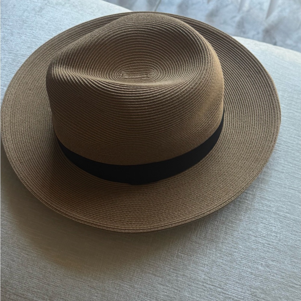 Men's Brown Straw Fedora with Black Band